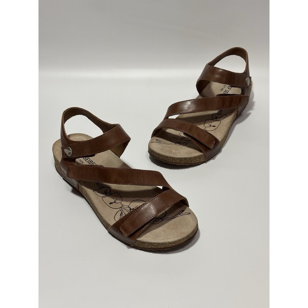 Josef Seibel Sandals Women 41 Brown Rosalie Leather Asymmetrical Comfort Strappy